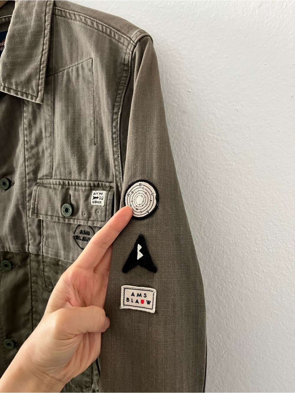 Scotch & Soda Military Shirt Jacket in Army Green with patches Men's Small - Picture 6 of 10
